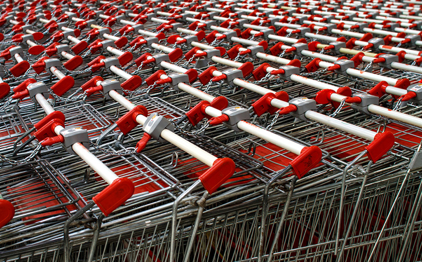 Multiple shopping carts, concept for commercial real estate retail